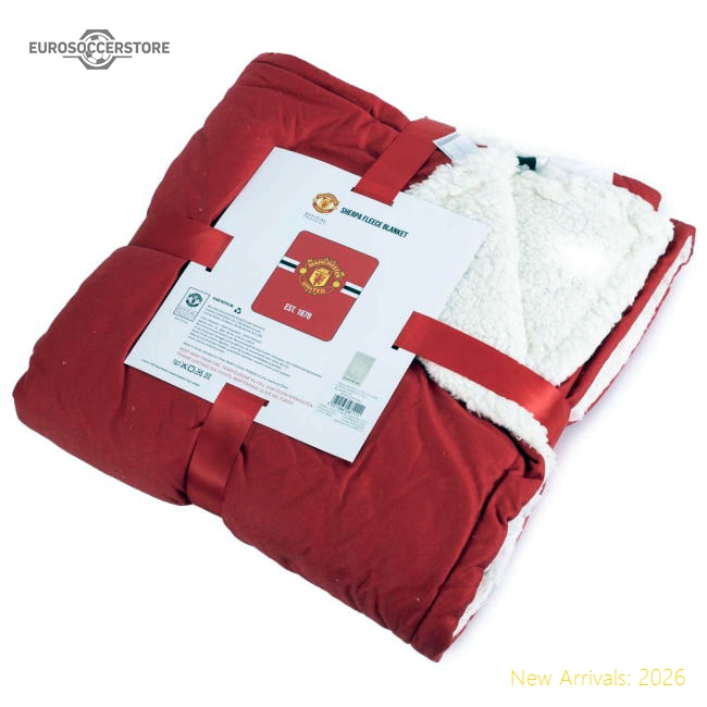 Manchester United FC Core Stripe Sherpa Fleece Blanket-Football Jersey Hub