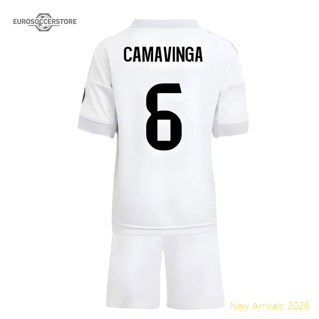 2025-2026 Real Madrid Home Mini Kit (Camavinga 6)-Football Shirts Shop