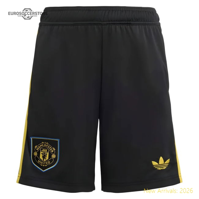 2025-2026 Man Utd Third Shorts (Black) - Kids-Football Jersey Hub