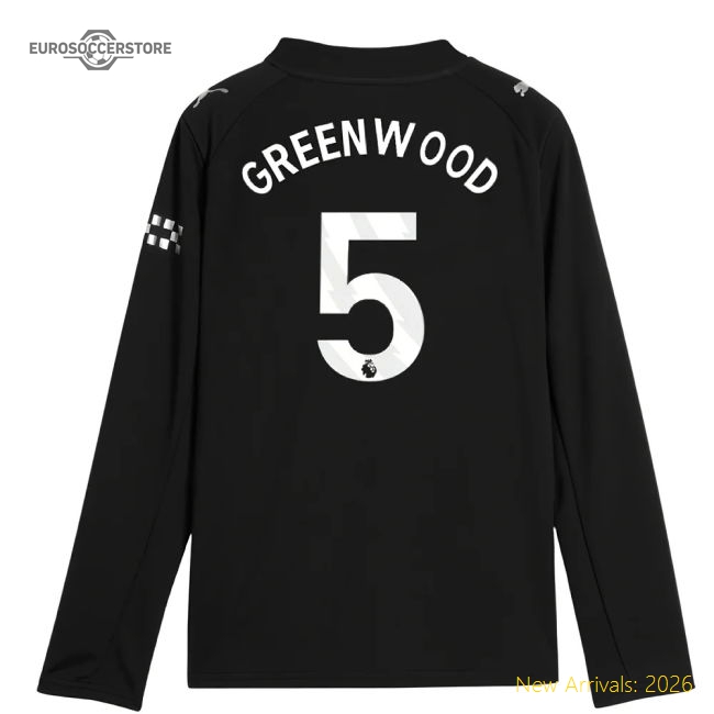 2025-2026 Man City Long Sleeve Away Shirt (Kids) (Greenwood 5)-Football Jersey Hub
