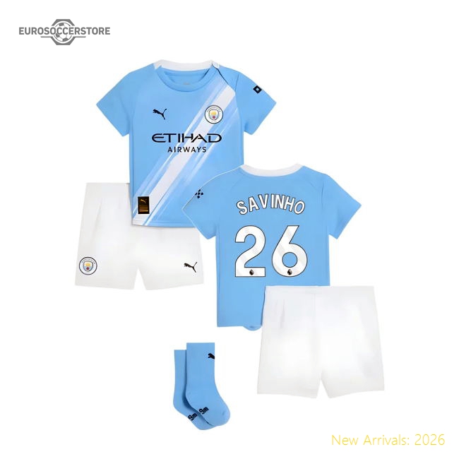 2025-2026 Man City Home Baby Kit (Savinho 26)-Football Jersey Hub