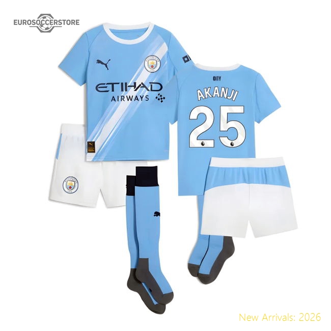 2025-2026 Man City Home Mini Kit (Akanji 25)-Football Shirts Shop