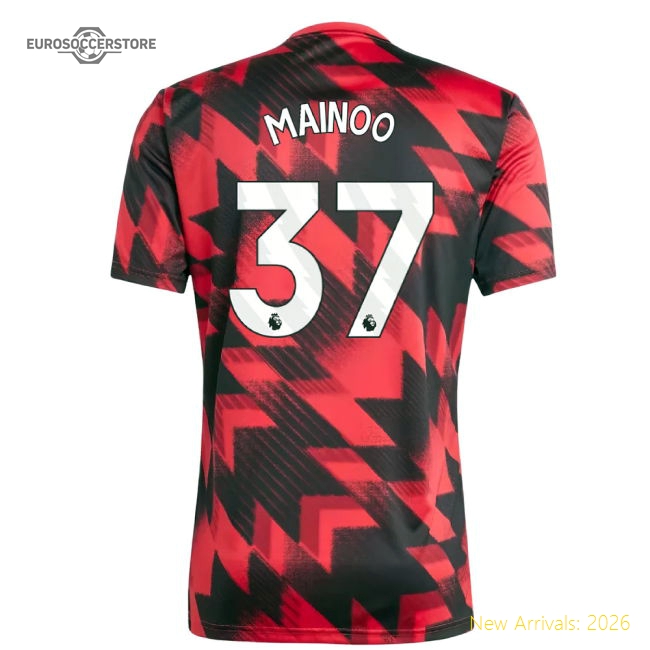 2025-2026 Man Utd Pre-Match Shirt (Red) (Mainoo 37)-Football Jersey Hub