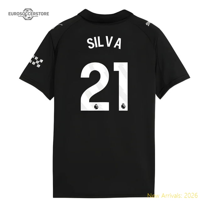 2025-2026 Man City Away Shirt (Kids) (Silva 21)-Football Jersey Hub