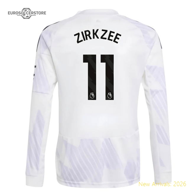 2025-2026 Man Utd Long Sleeve Away Shirt (Kids) (Zirkzee 11)-Football Jersey Hub