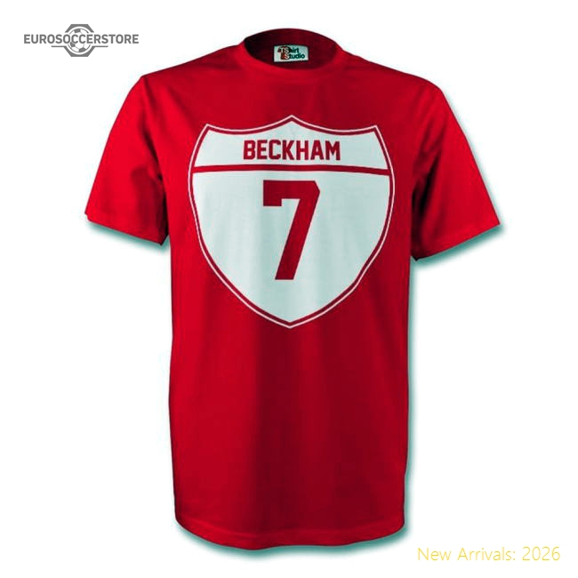 David Beckham Man Utd Crest Tee (red)-Football Jersey Hub