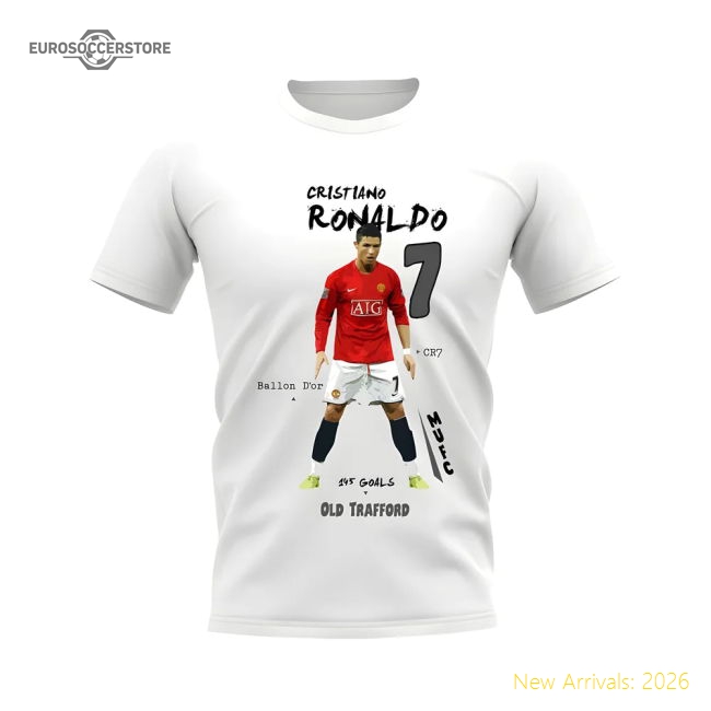 Cristiano Ronaldo Manchester United T-Shirt (White)-Football Jersey Hub