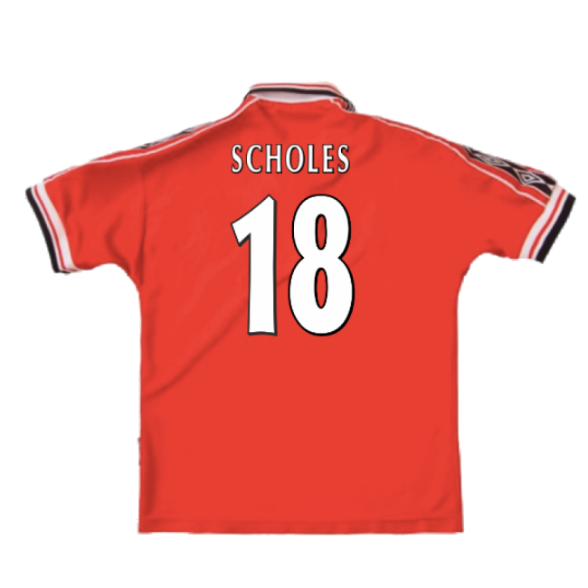 Manchester United 1998-2000 Home Shirt (XXL) (Excellent) (Scholes 18)-Football Jersey Hub