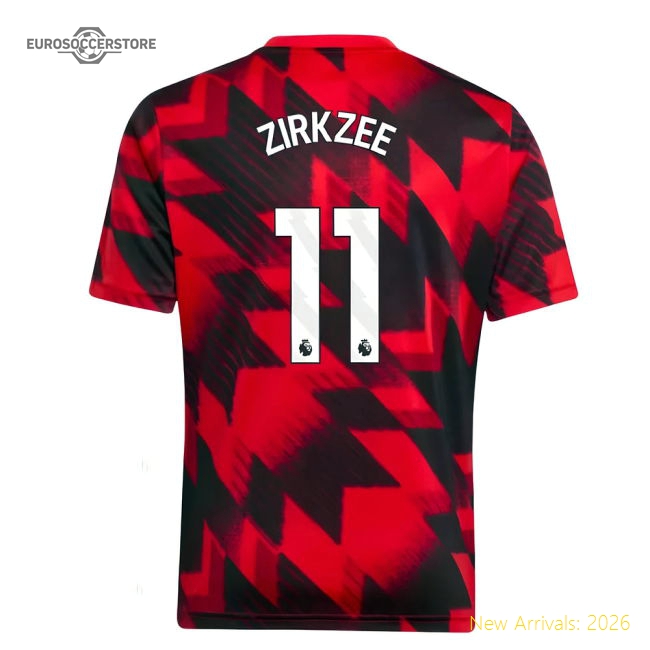 2025-2026 Man Utd Pre-Match Shirt (Red) - Kids (Zirkzee 11)-Football Jersey Hub
