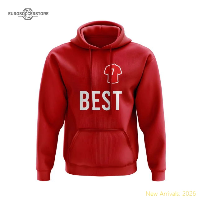 George Best Man United Number Hoody (Red)-Football Jersey Hub