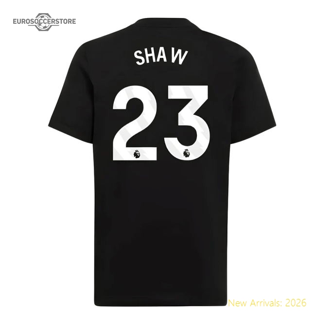 2025-2026 Man Utd EU Training Tee (Black) (Shaw 23)-Football Jersey Hub