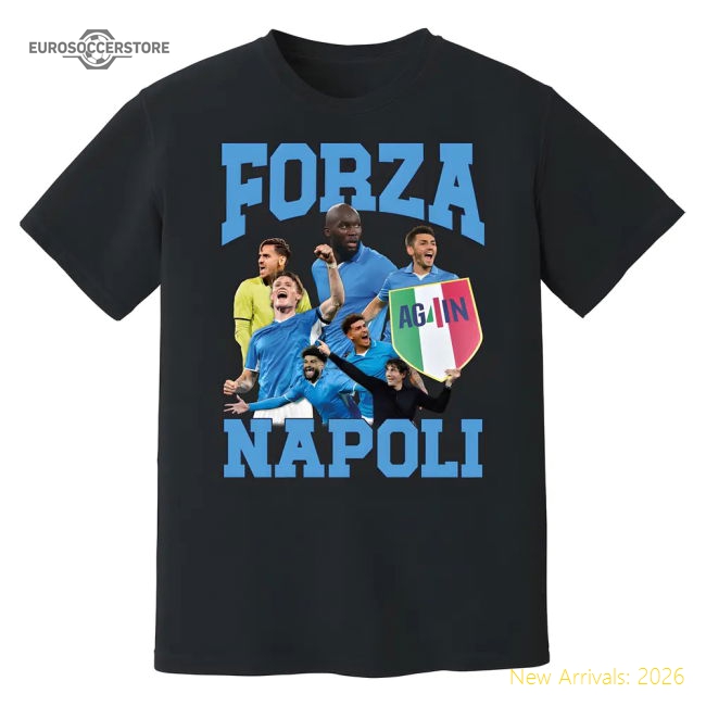 Forza Napoli Campioni T-Shirt (Black)-Vantage Point Soccer