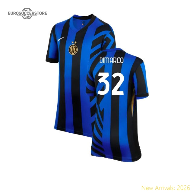 2024-2025 Inter Milan Home Shirt (Kids) (Dimarco 32)-Football Shirts Shop