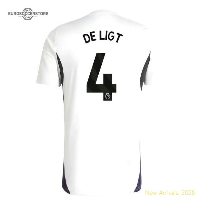 2025-2026 Man Utd Training Jersey (White) (De Ligt 4)-Football Jersey Hub