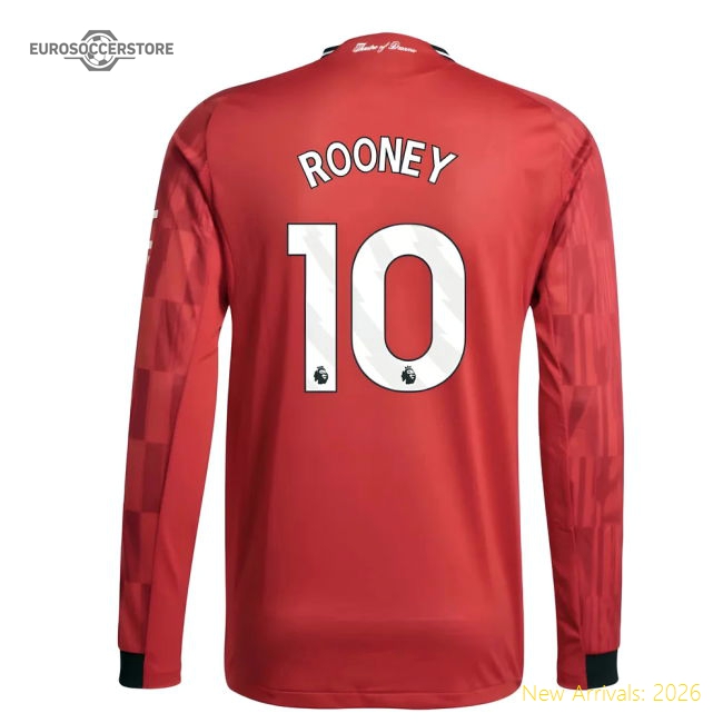 2025-2026 Man Utd Authentic Long Sleeve Home Shirt (Rooney 10)-Football Jersey Hub