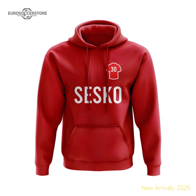 Benjamin Sesko Man United Number Hoody (Red)-Football Jersey Hub