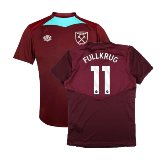 2024-2025 West Ham Training Jersey (Wine) - Kids (Fullkrug 11)-Vantage Point Soccer