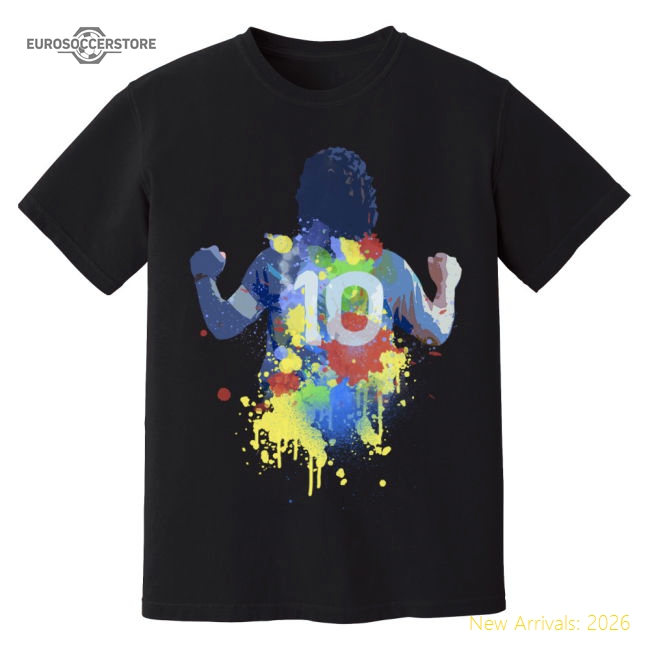 Diego Maradona Napoli Art T-Shirt (Black)-Vantage Point Soccer
