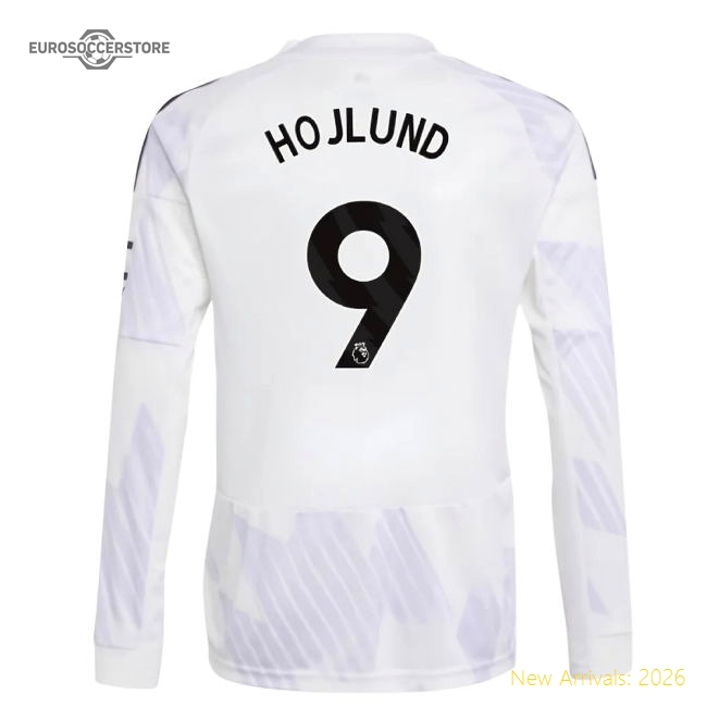 2025-2026 Man Utd Long Sleeve Away Shirt (Kids) (Hojlund 9)-Football Jersey Hub