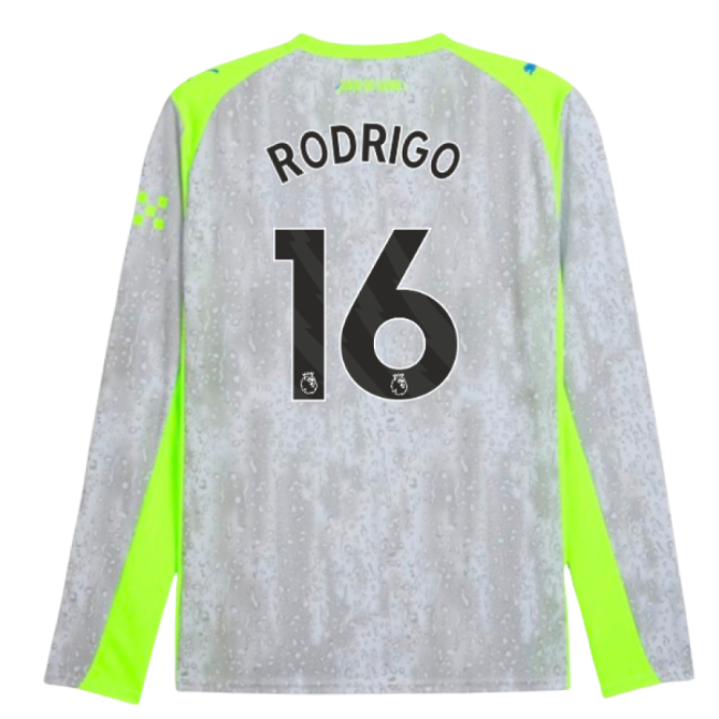 2025-2026 Man City Long Sleeve Third Shirt (Rodrigo 16)-Football Jersey Hub