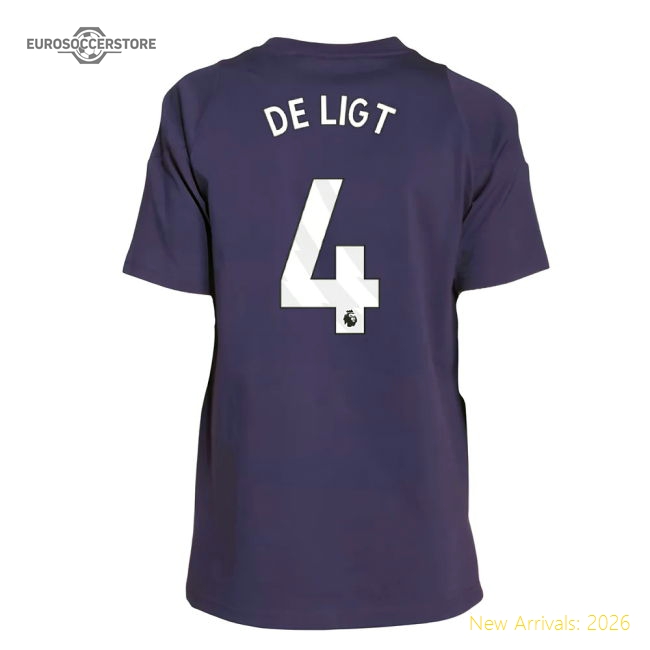 2025-2026 Man Utd Training Tee (Aurora Plum) - Kids (De Ligt 4)-Football Jersey Hub