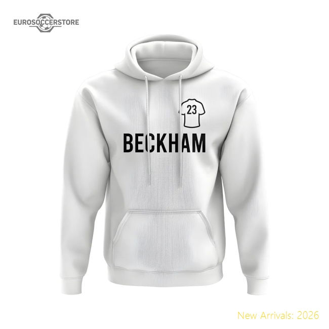David Beckham Real Madrid Number Hoody (White)-BuySoccerJersey Hub