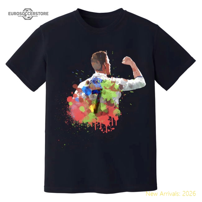Cristiano Ronaldo Real Madrid Art T-Shirt (Black)-BuySoccerJersey Hub