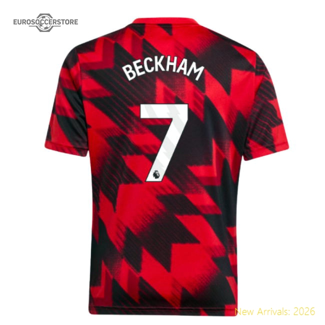2025-2026 Man Utd Pre-Match Shirt (Red) - Kids (Beckham 7)-Football Jersey Hub