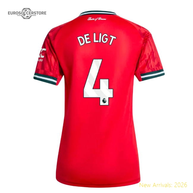 2025-2026 Man Utd Home Shirt (Womens) (De Ligt 4)-Football Jersey Hub