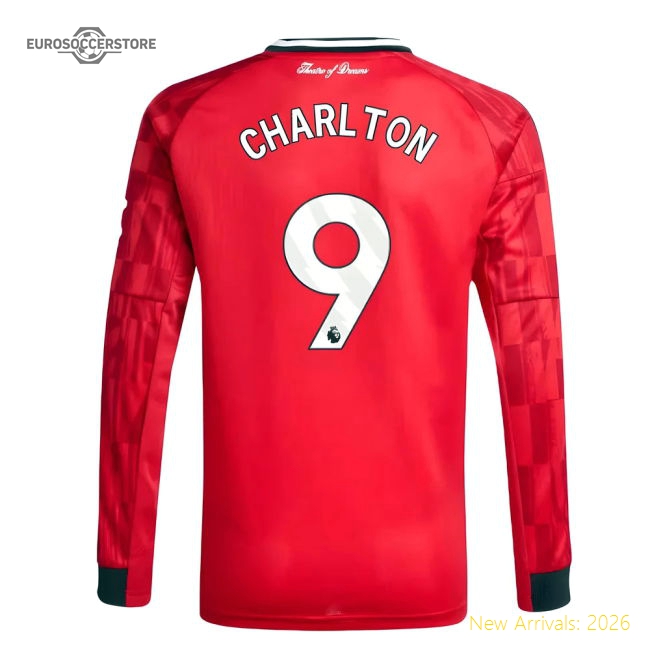 2025-2026 Man Utd Long Sleeve Home Shirt (Kids) (Charlton 9)-Football Jersey Hub