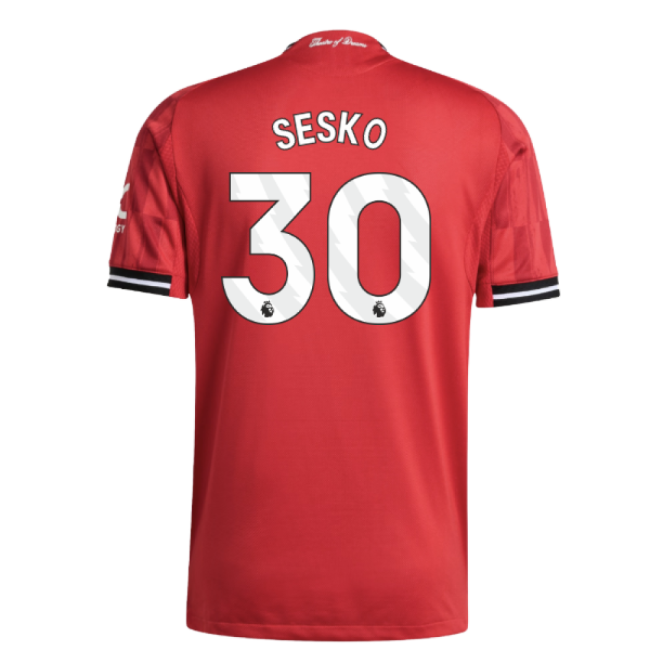 2025-2026 Man Utd Authentic Home Shirt (Sesko 30)-Football Jersey Hub