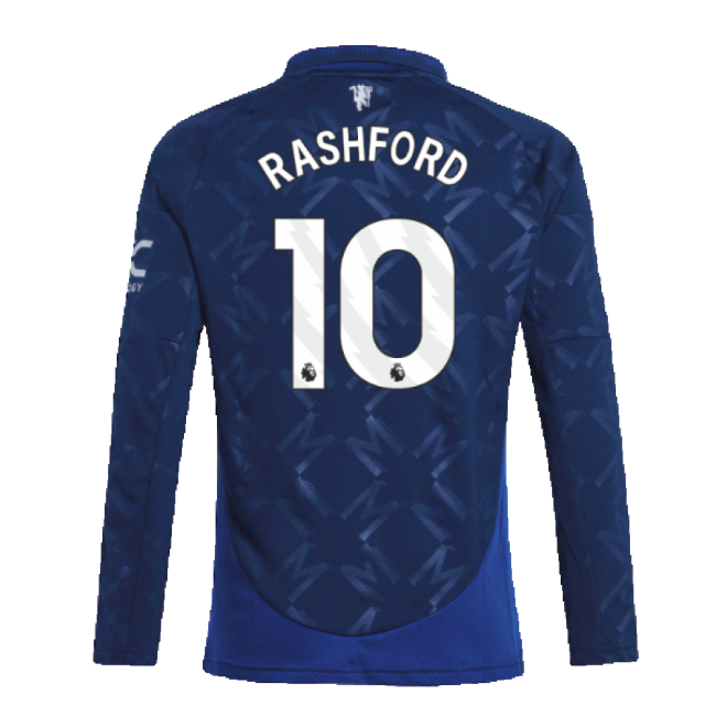 2024-2025 Man Utd Long Sleeve Away Shirt (Kids) (Rashford 10)-Football Jersey Hub