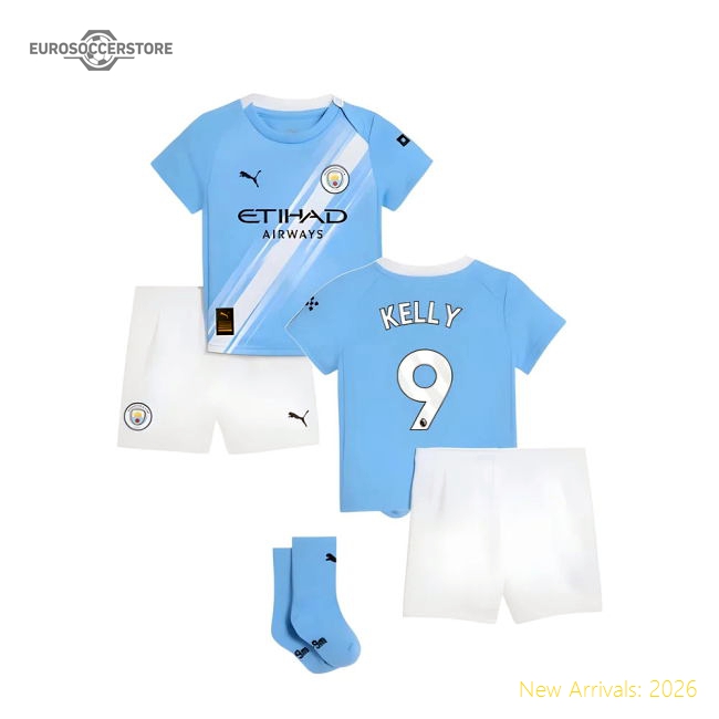 2025-2026 Man City Home Baby Kit (Kelly 9)-Football Jersey Hub
