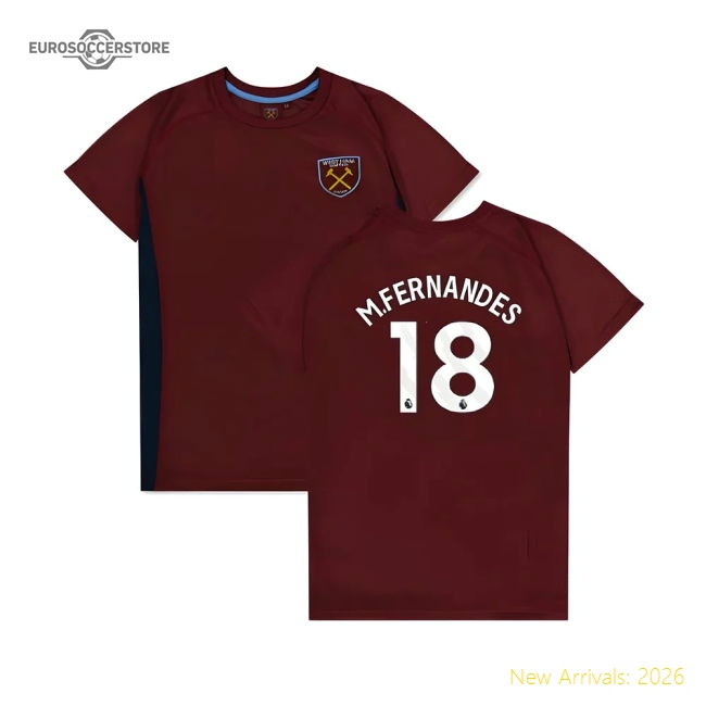 West Ham United Poly T-Shirt (Claret/Blue) - Kids (M.Fernandes 18)-Vantage Point Soccer