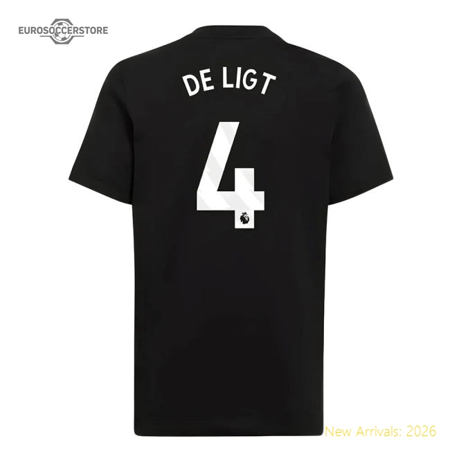 2025-2026 Man Utd EU Training Tee (Black) (De Ligt 4)-Football Jersey Hub