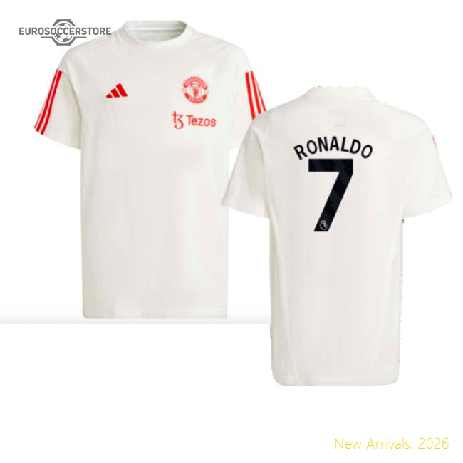 2023-2024 Man Utd Training Tee (White) - Kids (Ronaldo 7)-Football Jersey Hub