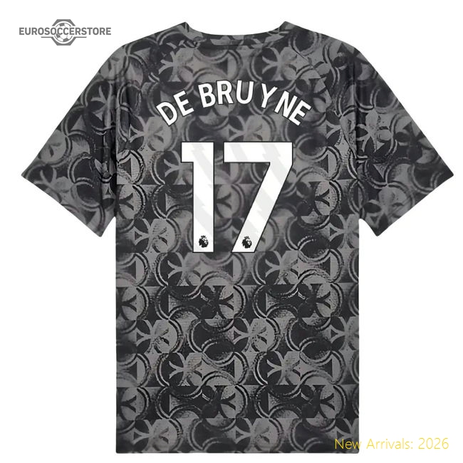 2025-2026 Man City Warm Up Jersey (Black) (De Bruyne 17)-Football Shirts Shop