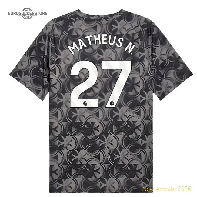 2025-2026 Man City Warm Up Jersey (Black) (Matheus N. 27)-Football Shirts Shop