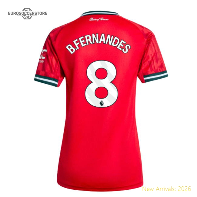2025-2026 Man Utd Home Shirt (Womens) (B.Fernandes 8)-Football Jersey Hub