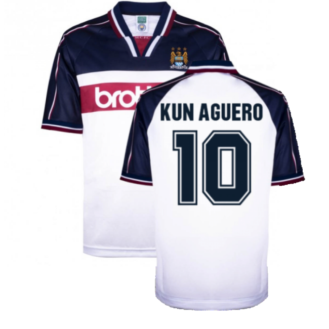 Manchester City 1998 Away Shirt (KUN AGUERO 10)-Football Jersey Hub