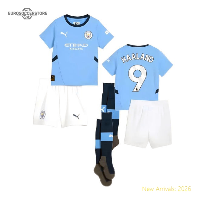 2024-2025 Man City Home Mini Kit (Haaland 9)-Football Shirts Shop
