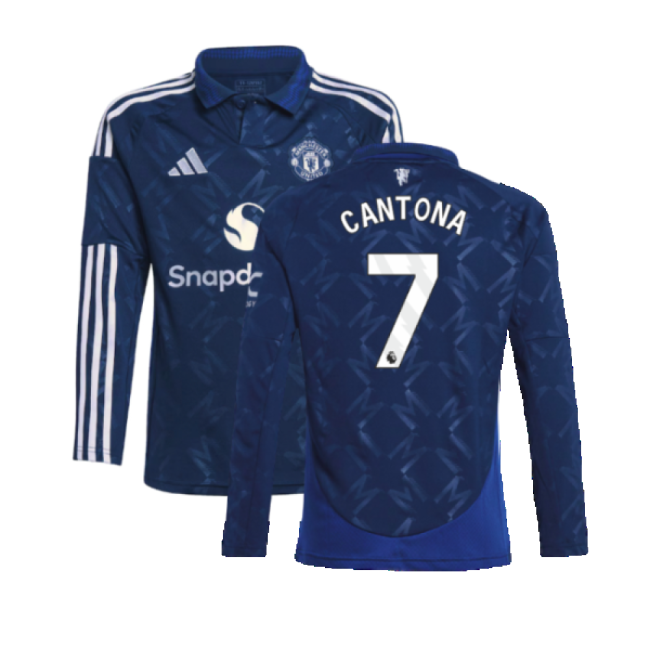 2024-2025 Man Utd Long Sleeve Away Shirt (Kids) (Cantona 7)-Football Jersey Hub