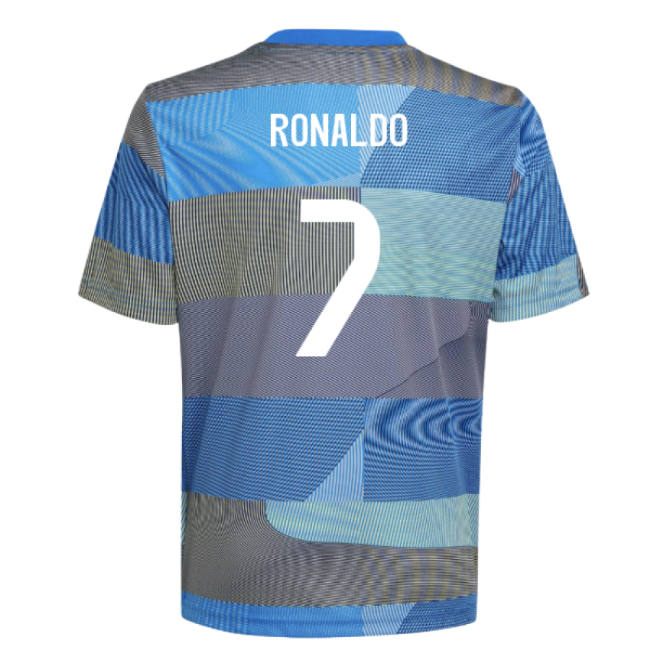 2025-2026 Real Madrid Pre-Match Shirt (Blue) - Kids (Ronaldo 7)-Football Shirts Shop