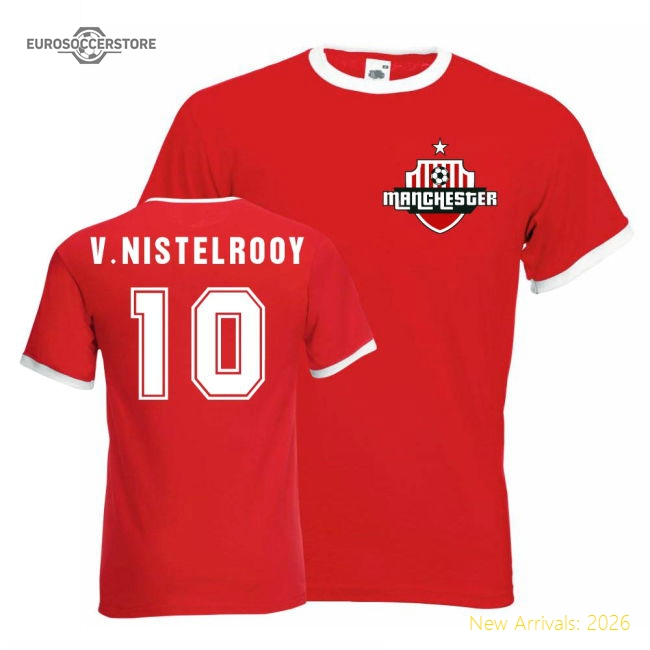 Ruud Van Nistelrooy Man Utd Ringer Tee (red)-Football Jersey Hub