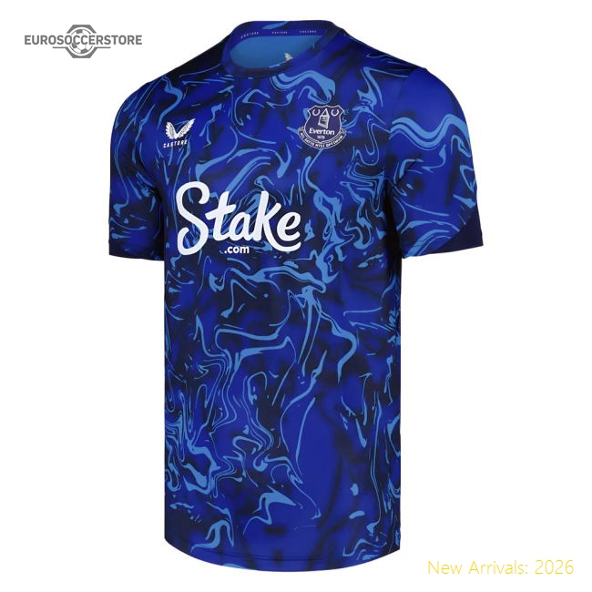 2025-2026 Everton Pre Match Short Sleeve Tee (Blue) (Your Name)-Football Jersey Hub