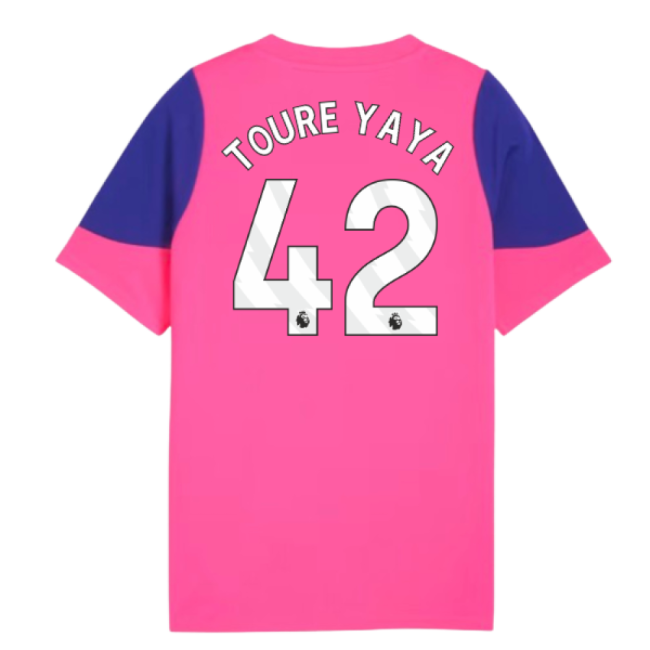 2025-2026 Man City Training Jersey (Fluro Pink) - Kids (Toure Yaya 42)-Football Shirts Shop