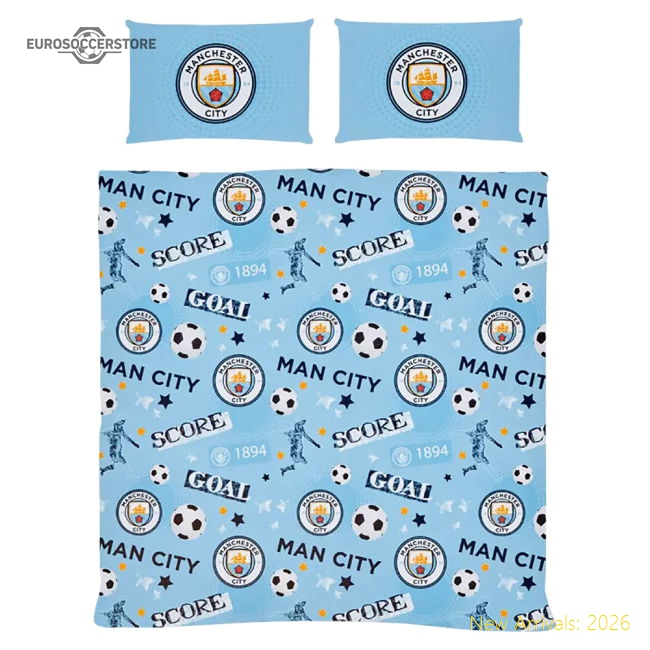 Manchester City FC Striker Double Duvet Set-Football Shirts Shop