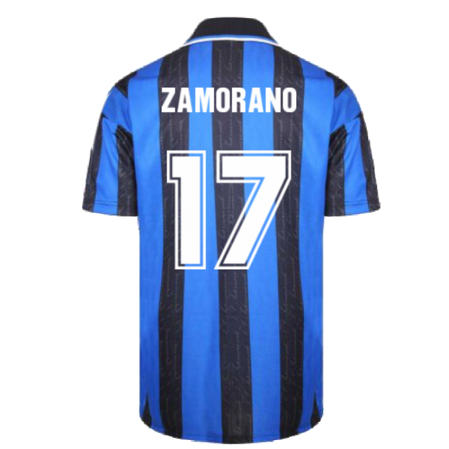 1998 Inter Milan Score Draw Home Shirt (Zamorano 17)-Football Shirts Shop