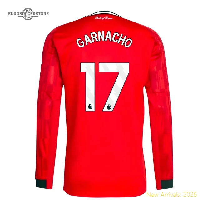 2025-2026 Man Utd Long Sleeve Home Shirt (Garnacho 17)-Football Jersey Hub