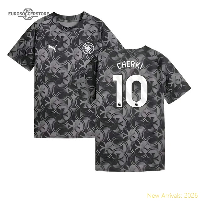 2025-2026 Man City Warm Up Jersey (Black) - Kids (Cherki 10)-Football Shirts Shop